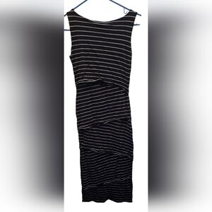 VENUS Black and White Asymmetrical Sheath Midi Dress NWOT